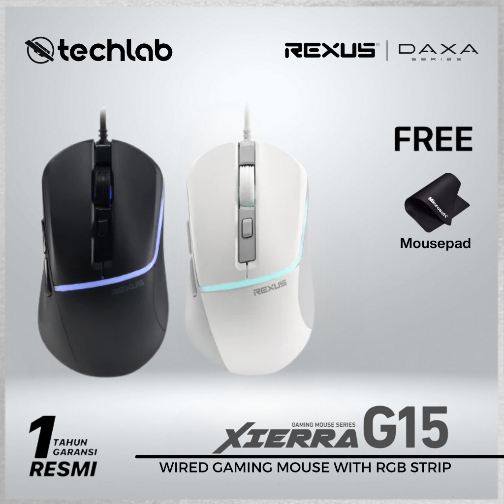 Rexus Xierra G15 Wired Dynamic RGB Gaming Mouse 6400DPI Switch Huano ...