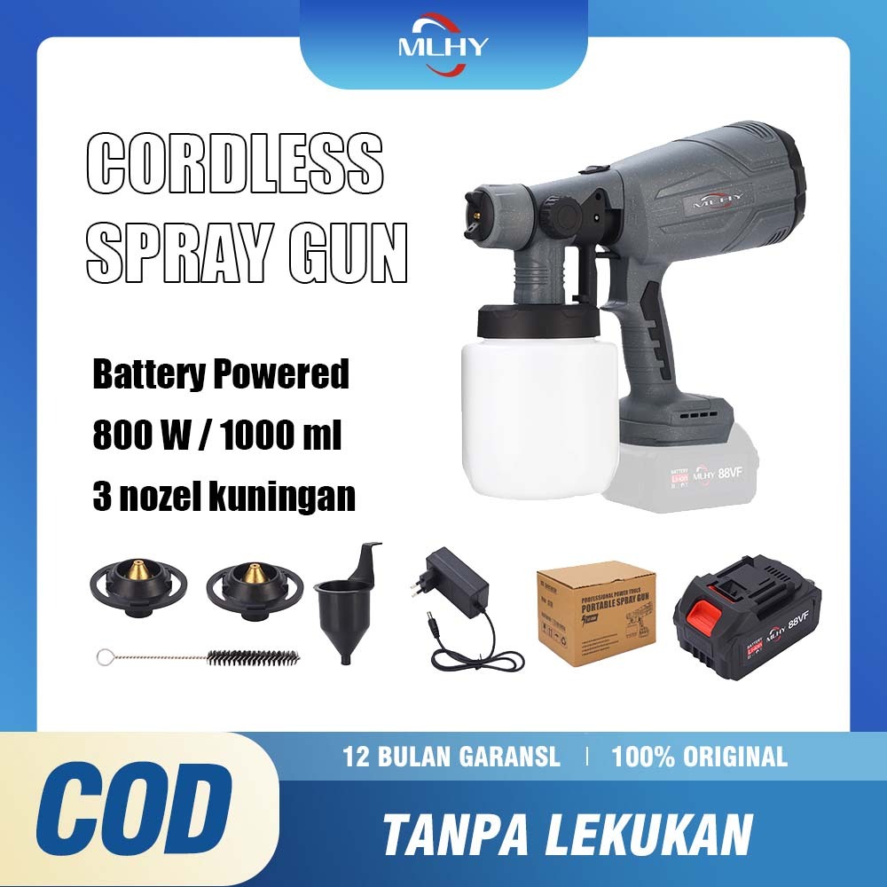 MLHY Electric Spray Gun 3 nozzles 1000ML Cordless lithium Battery 980W ...