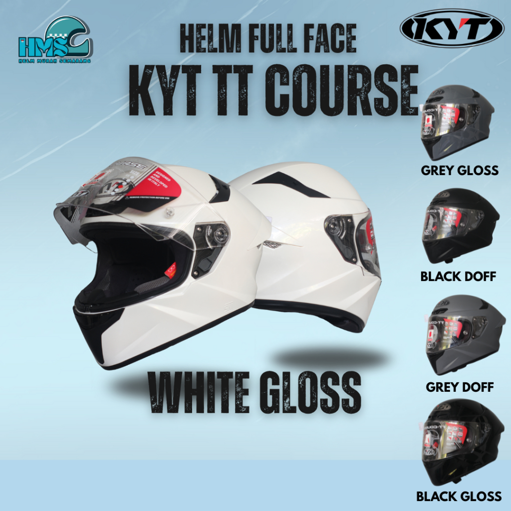 KYT TT COURSE HELMET FULL FACE SPORTY AERODINAMIS FLAT VISOR ORIGINAL ...