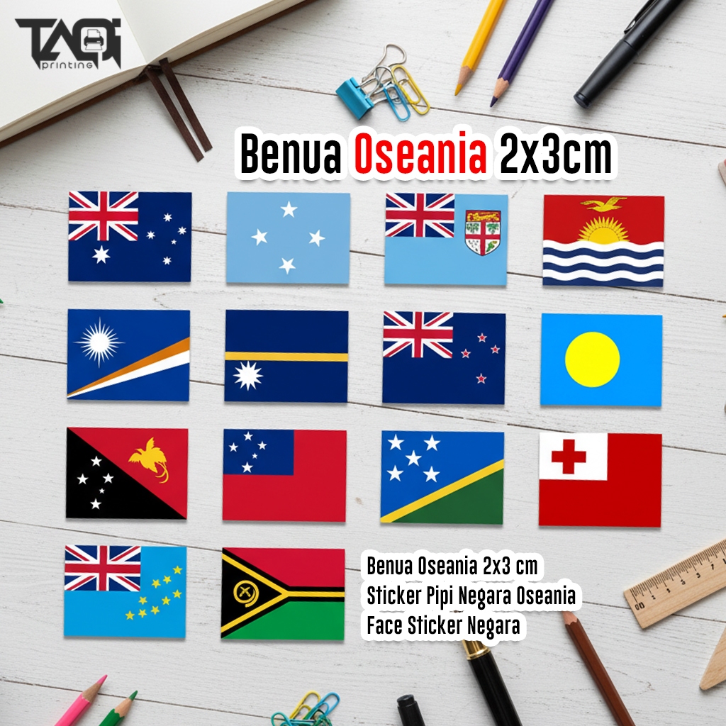 Oseania 2X3 cm Benua Oseania Country Cheek Sticker, Country Face ...