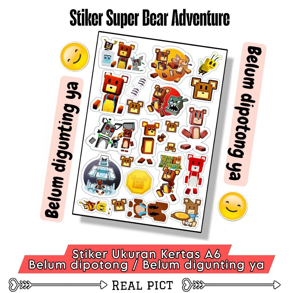 Unique and Cute Super Bear Adventure Theme Stickers Character Sticker/s ...