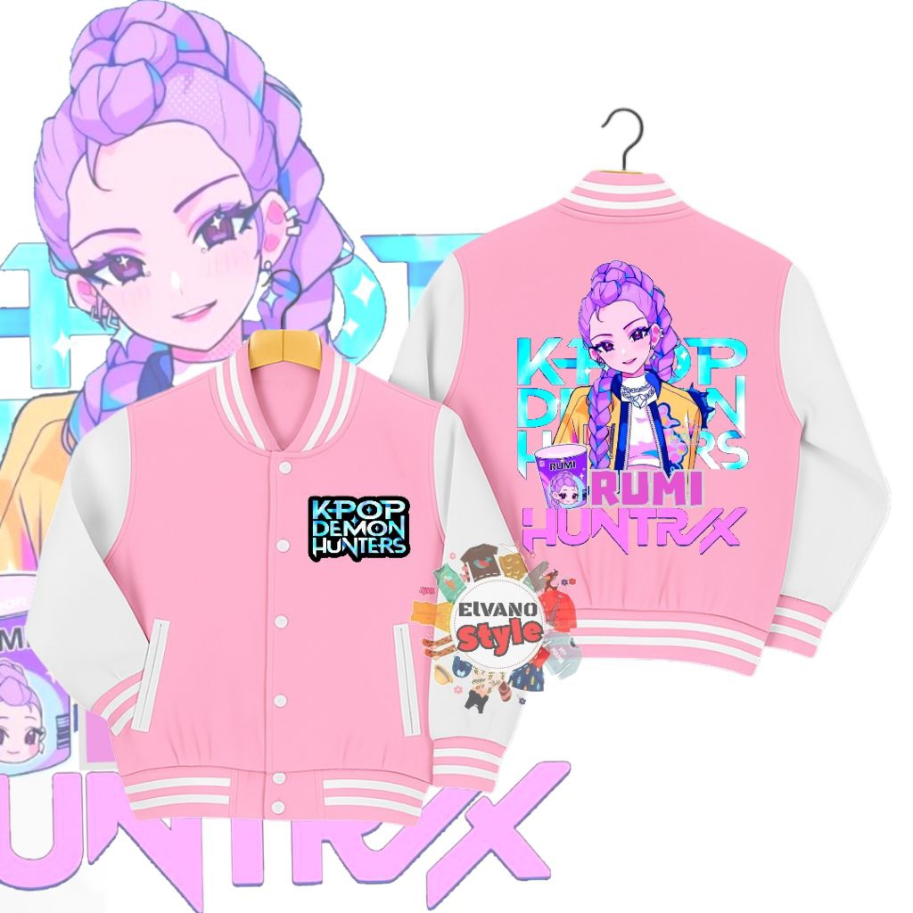 KPOP DEMON HUNTER HUNTRIX RUMI CHARACTER CHILDREN'S VERSITY BOMBER ...