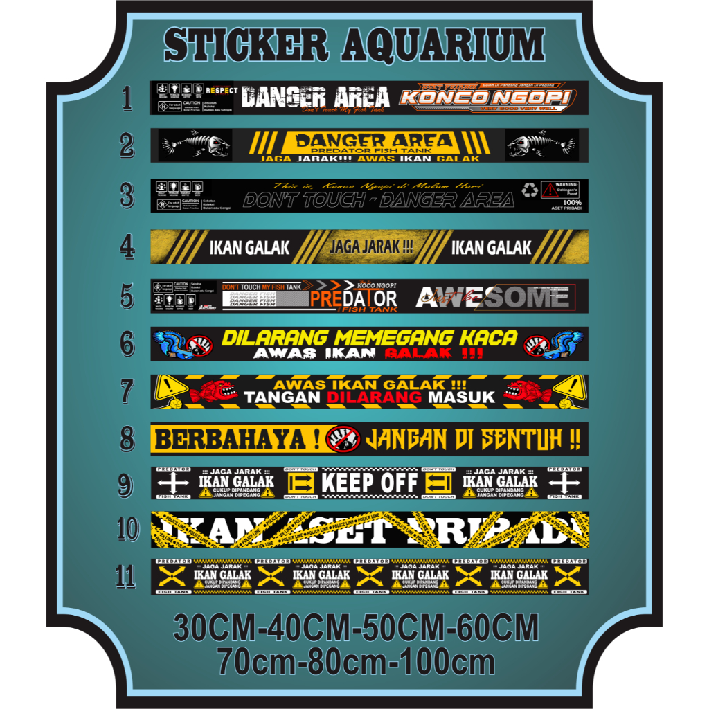 FIERCE FISH AQUARIUM STICKERS WATERPROOF PREDATOR FISH STICKERS ...