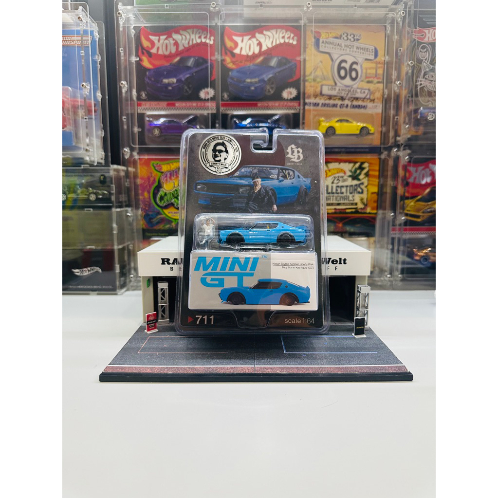 Mini GT No. 711 Nissan Skyline Kenmeri LBWK Baby Blue with Kato Figure ...