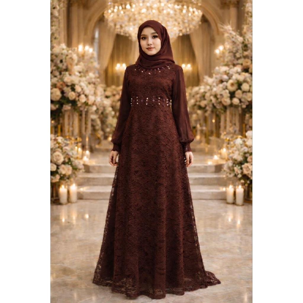 Nadine pearl dress ML-XL-XXL/ Eid dress / party dress / party dress  Graduation dress Good Quality dress muslimah | Shopee Malaysia