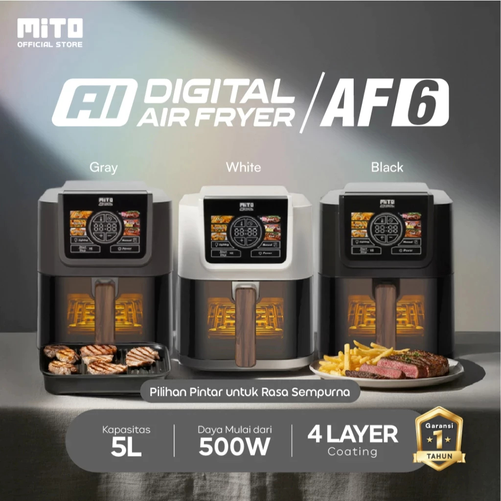 MITO Air Fryer AF6 Smart AI-Fryer Digital Low Watt 5L Original (COLOR ...