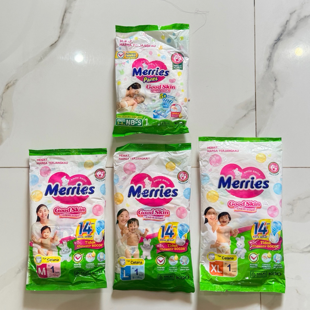 Merries Pampers Sachet Contents 1 pcs size NB-S, M, L, XL | Shopee Malaysia