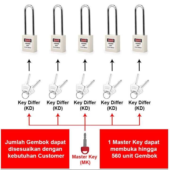 ONEBIZ LOTOTO (Lockout Tagout Tryout) White Master Key Padlock Package ...
