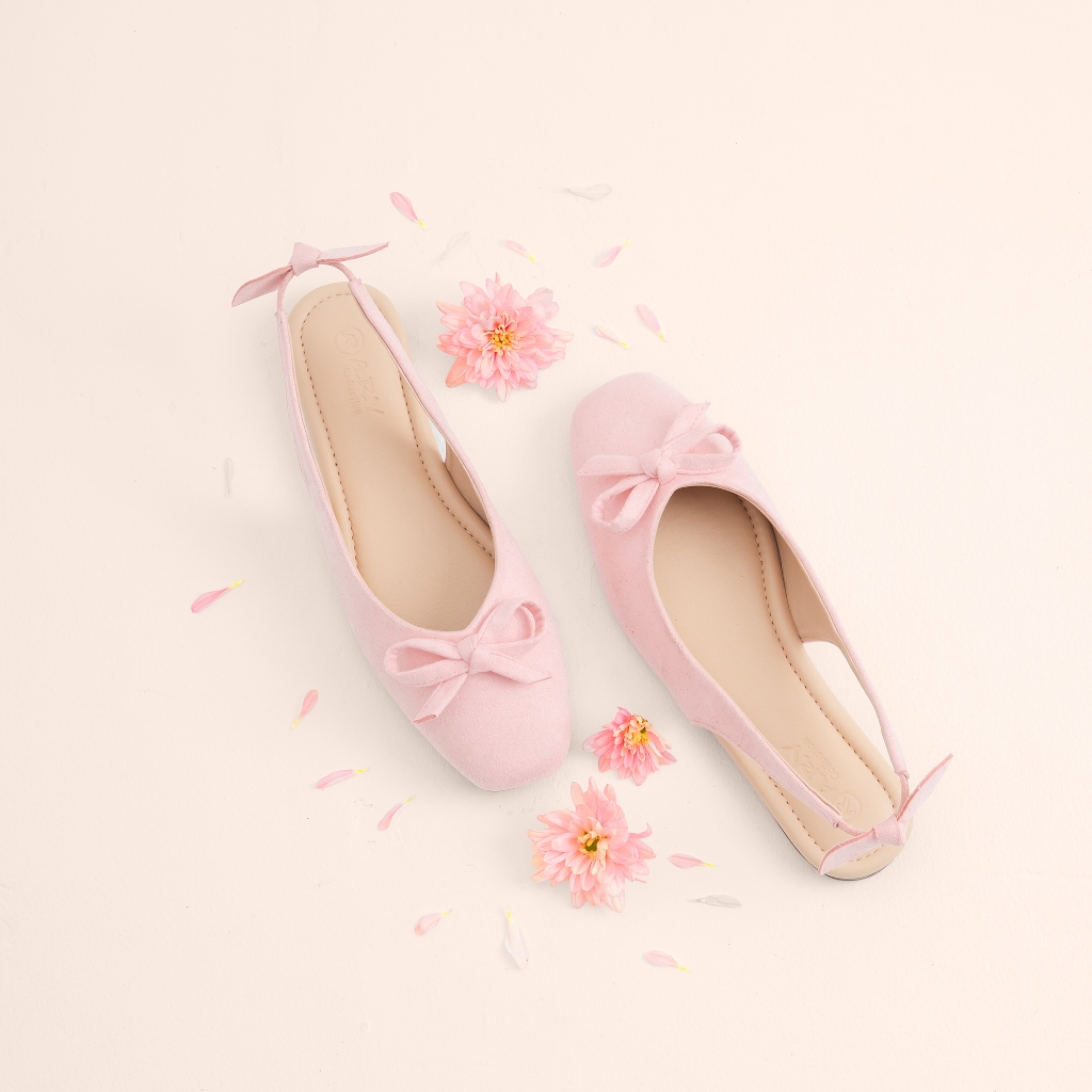 Ayla Flatshoes Feminine SlingbackWanita Suede Ribbon Flatshoes | Shopee ...