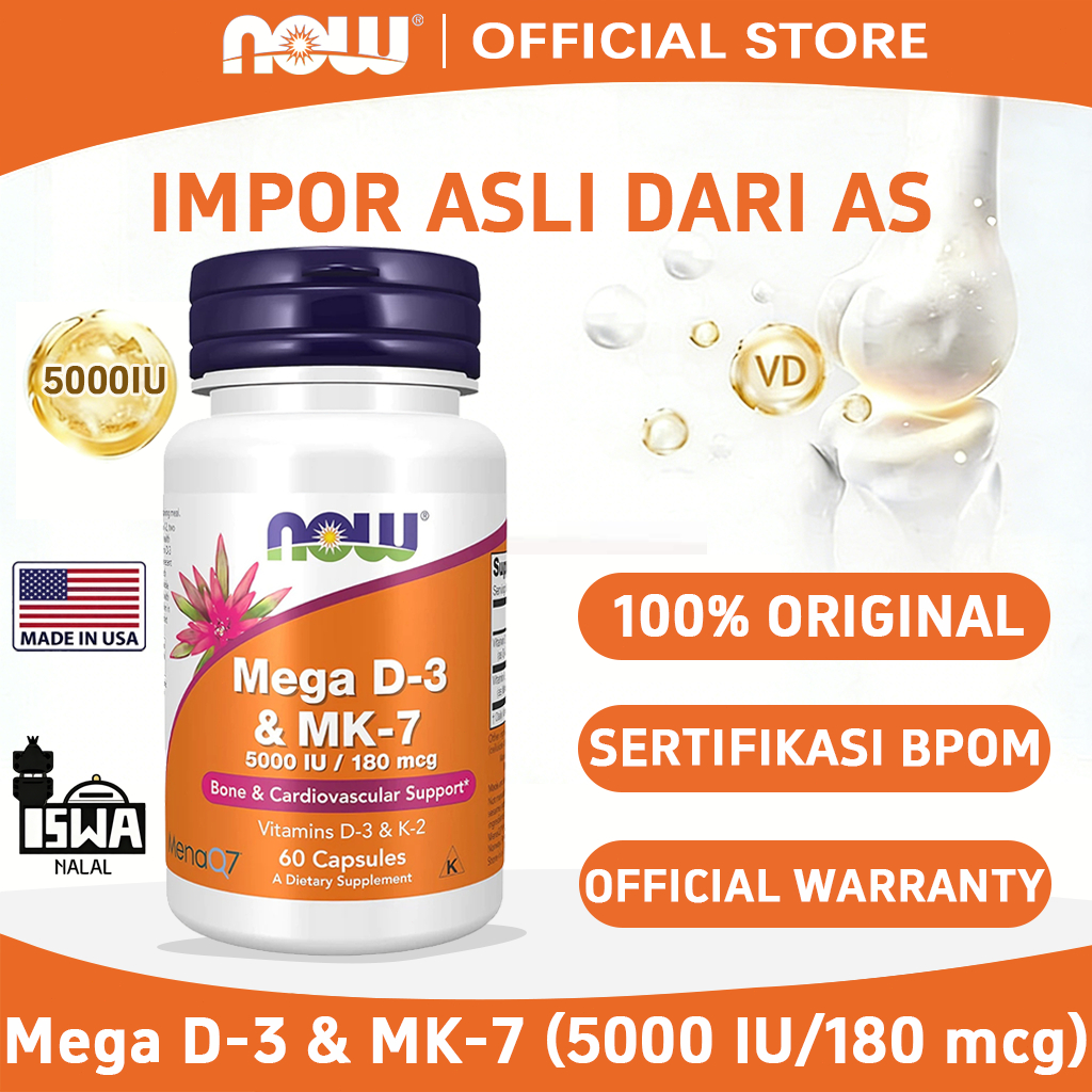 Now Foods Mega D3 5000IU 180mcg K2 MK7[NEW][100% original import] D-3 ...