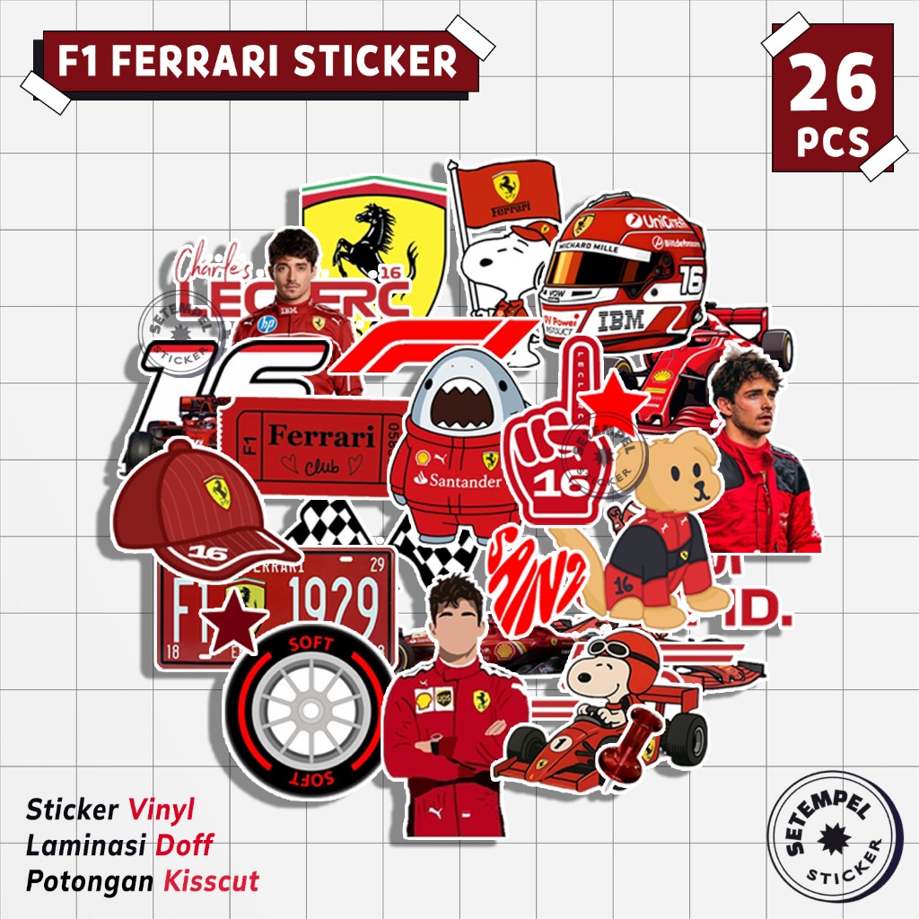 F1 FERRARI Sticker Pack 26pcs | F1 ferrari vinyl sticker waterproof ...