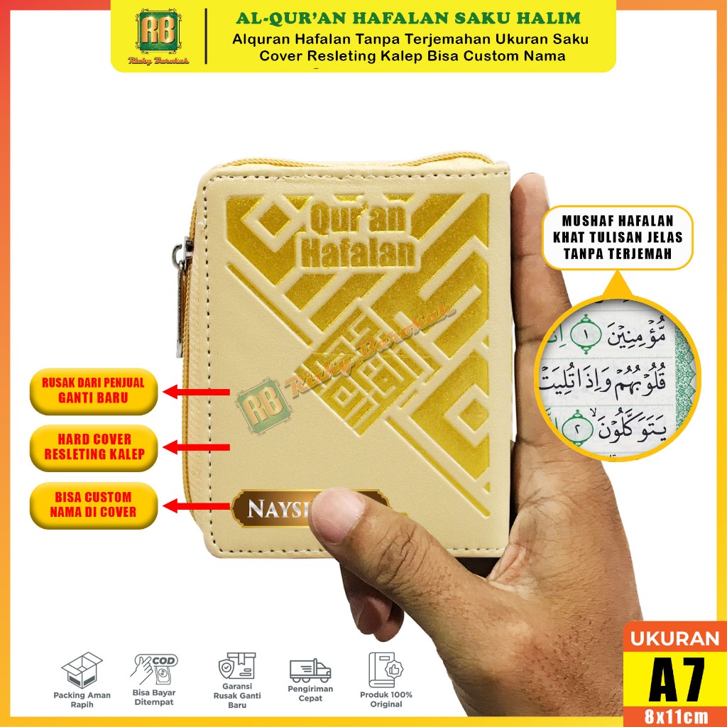 Pocket Quran Memorization Halim QuranA7 - Small Quran Zipper Without ...