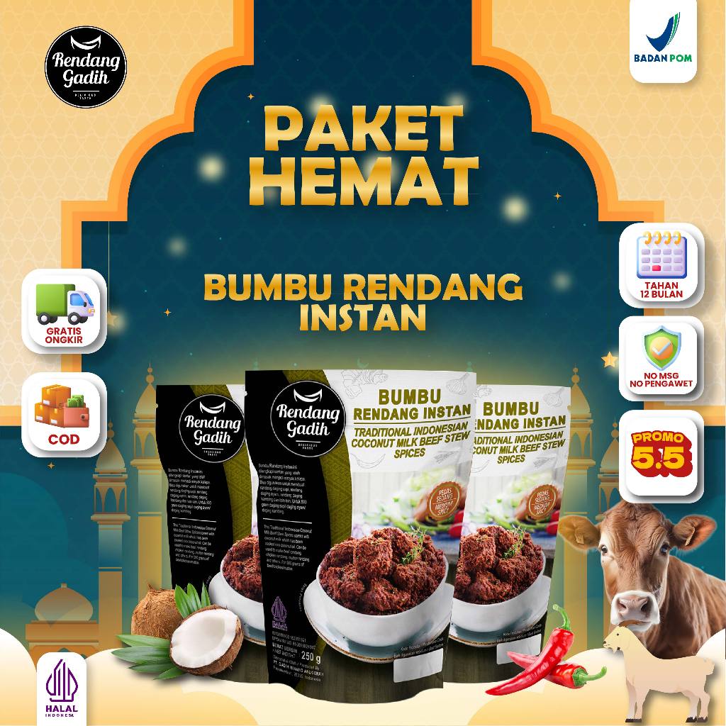 Gadih Rendang - Pack of 3 pcs Instant Rendang Seasoning @ 250 g ...