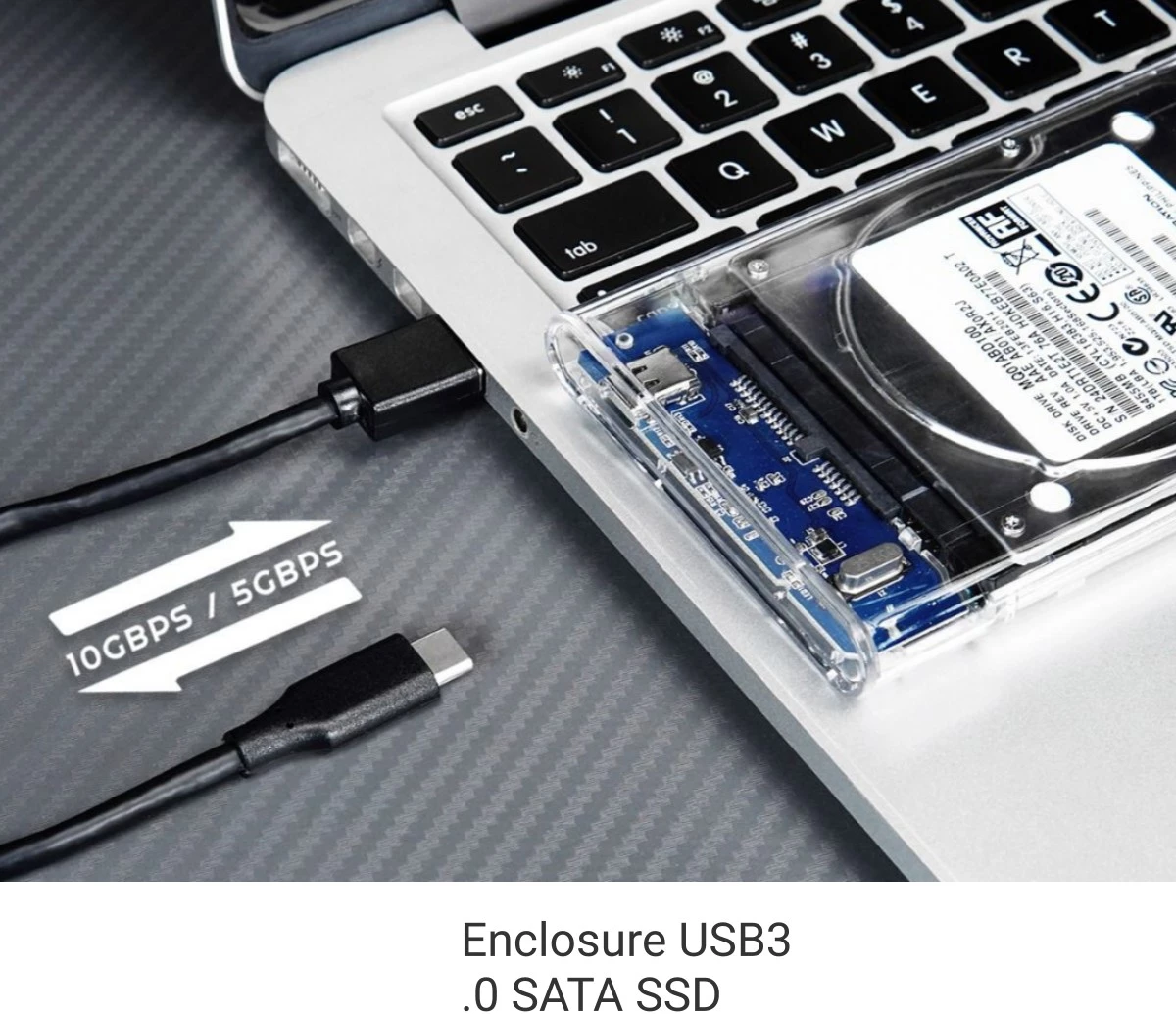 Hdd SSD Enclosure 2.5 Inch SATA USB 3.0 Transparent CLIPtec RZE285 ...
