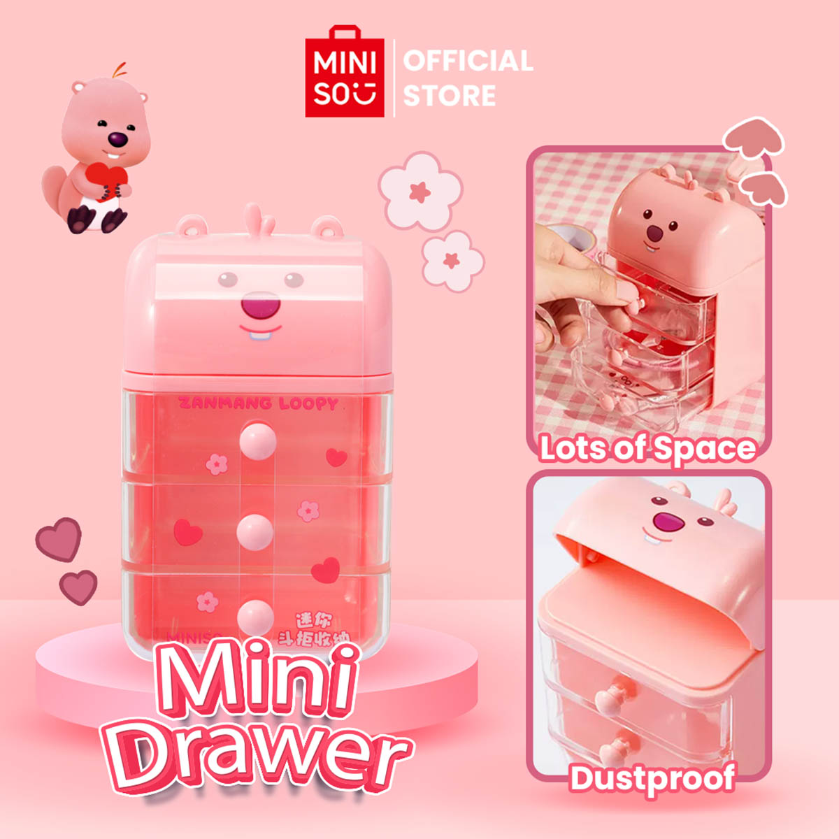 Miniso x ZANMANG Loopy Collection Mini Desktop Storage Box Organizer ...