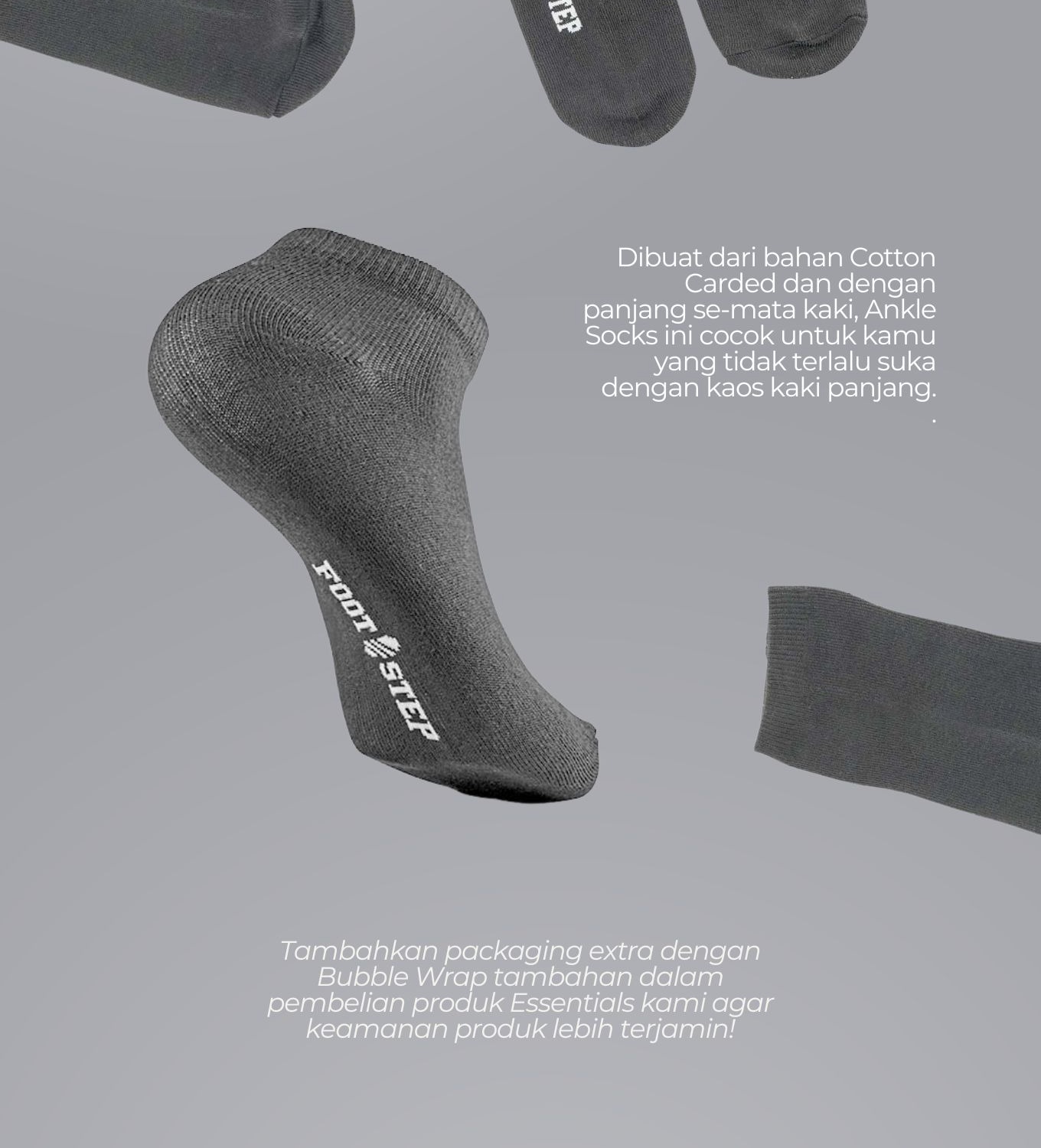 Unisex Short Footstep Footwear Socks - Blank Ankle Grey | Shopee Malaysia