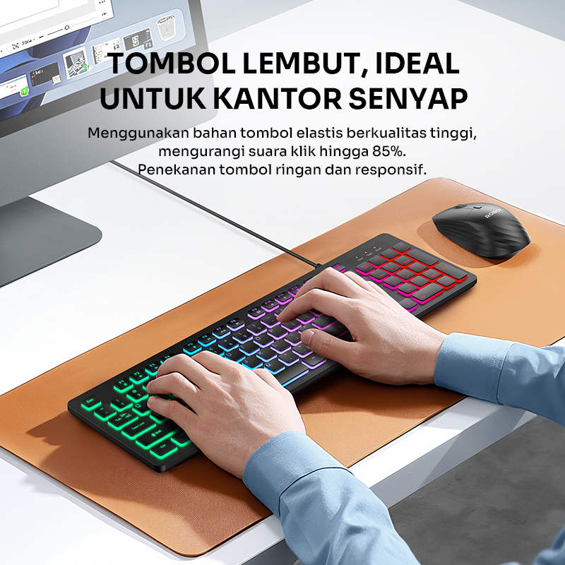 ROBOT RK40 Backlit RGB 7 Color Ultra Thin Minimalist 104 Key Silent ...