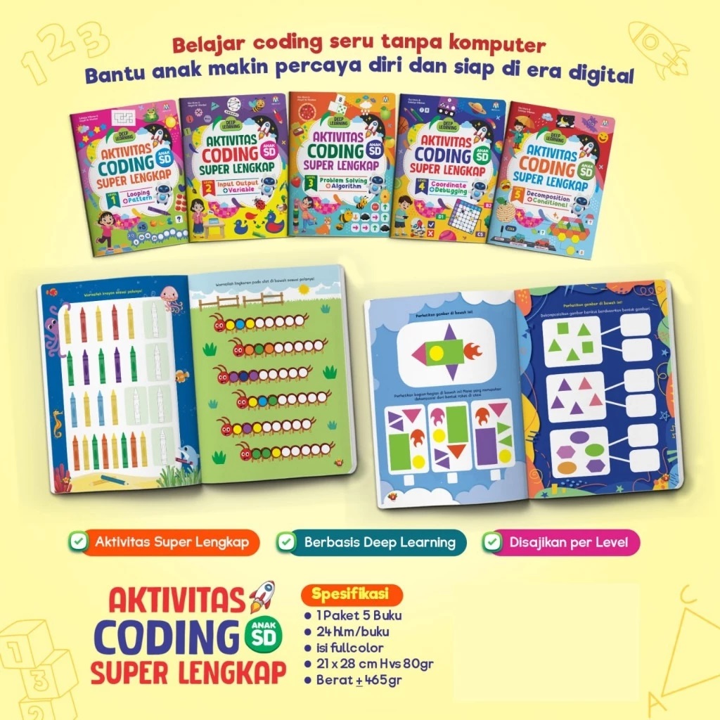 (Contains 5 Books) Super Complete Coding Activity Children's Book ...