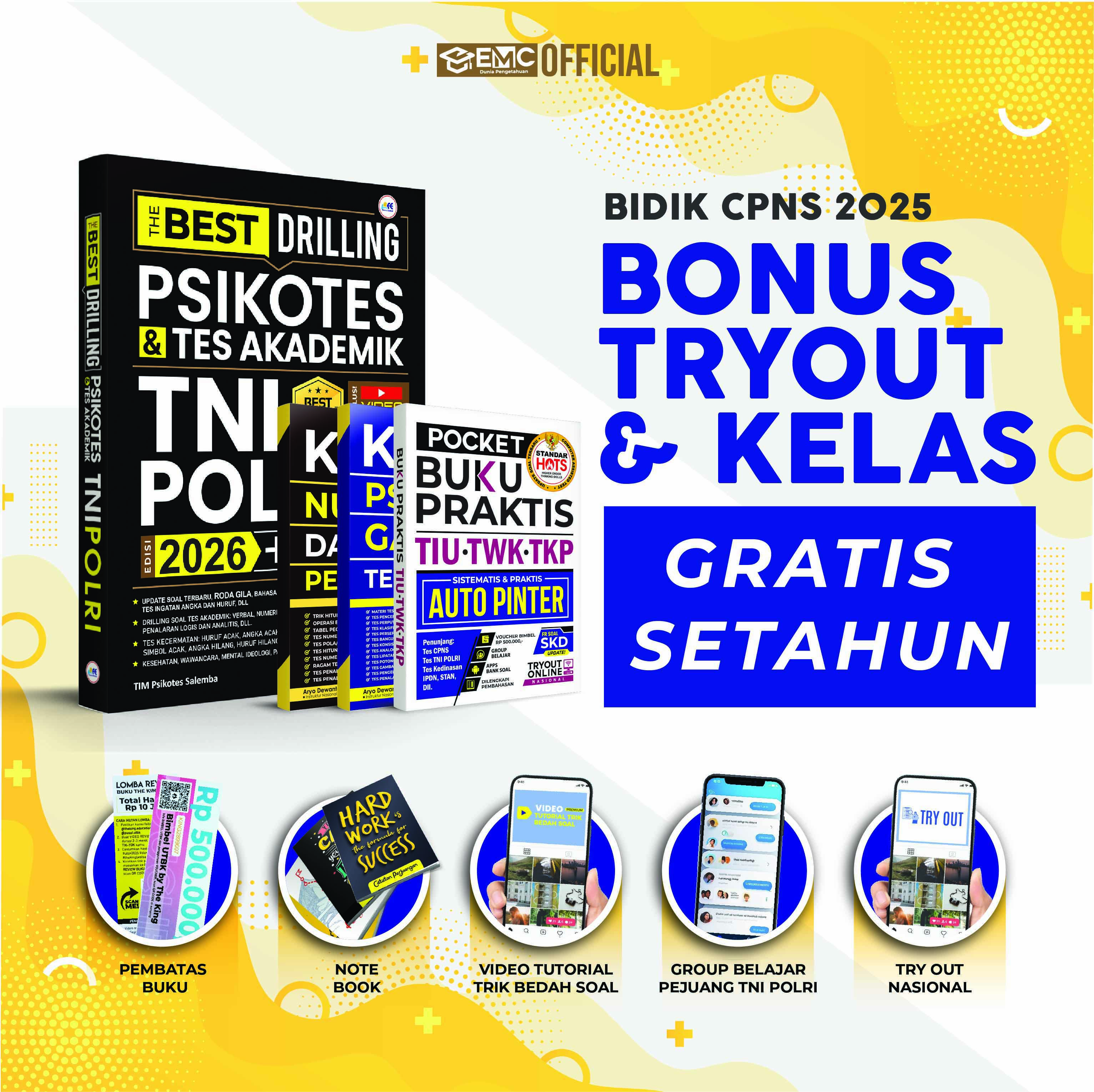 EMC TNI Polri 2026 Book The Best Drilling Psychometric Test & Academic ...