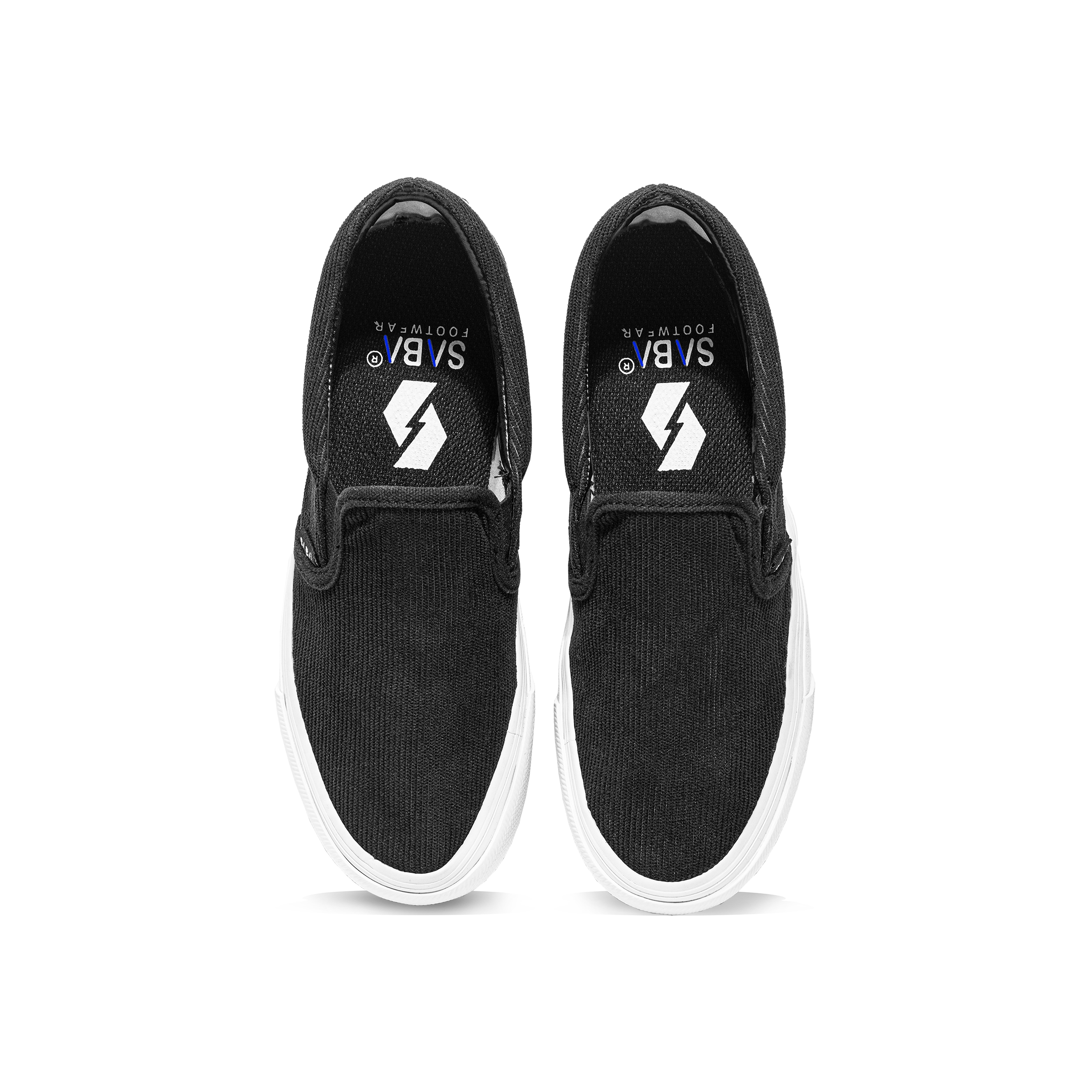 SABA Corduroy Slip On All Black White - Men's Women's Casual Sneakers ...