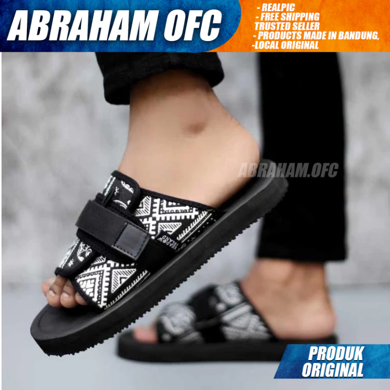 HITAM Abraham Sandals Men Slides Sandals Slop Men Distro Black ARKAW ...
