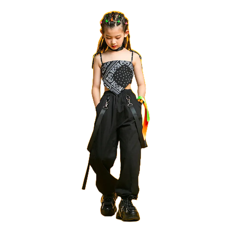 Jazz Costumes Punk Street Wear Kids Hip Hop Clothing Girls Pants Crop ...