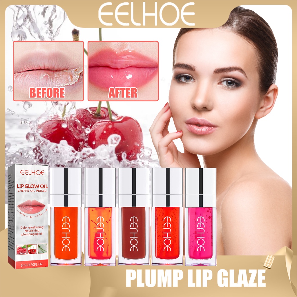EELHOE Hydrating Lip Glow Oil Moisturizing Shine Shimmer Crystal Jelly