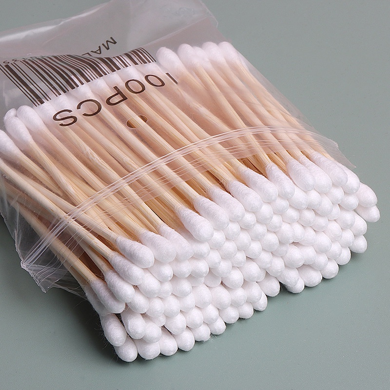 100PCS/Lot Makeup Cotton Swabs Double Head Micro Wood Brushes Eyelash ...