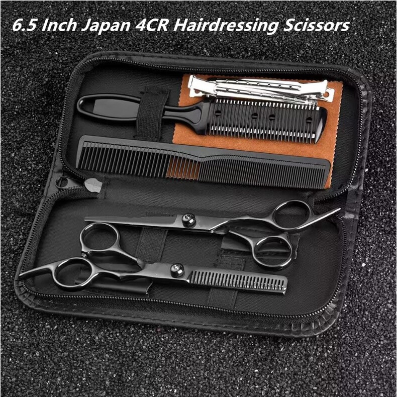 6.5inch Professional Haircut Scissors Set Flat Cut Tooth Laser Thinning