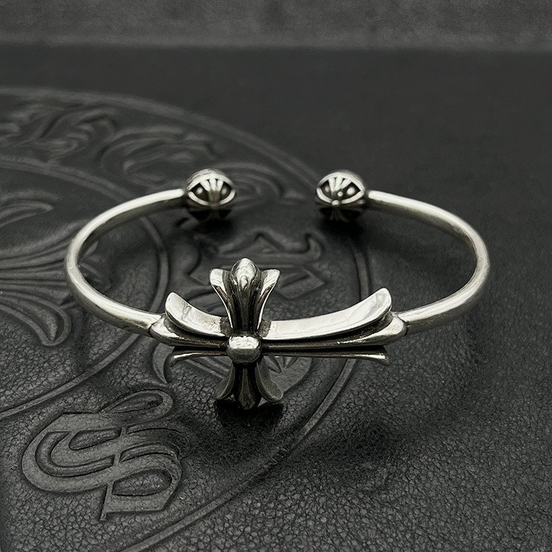 Silver 925 Cross Open Bracelet TINY Retro Punk Style