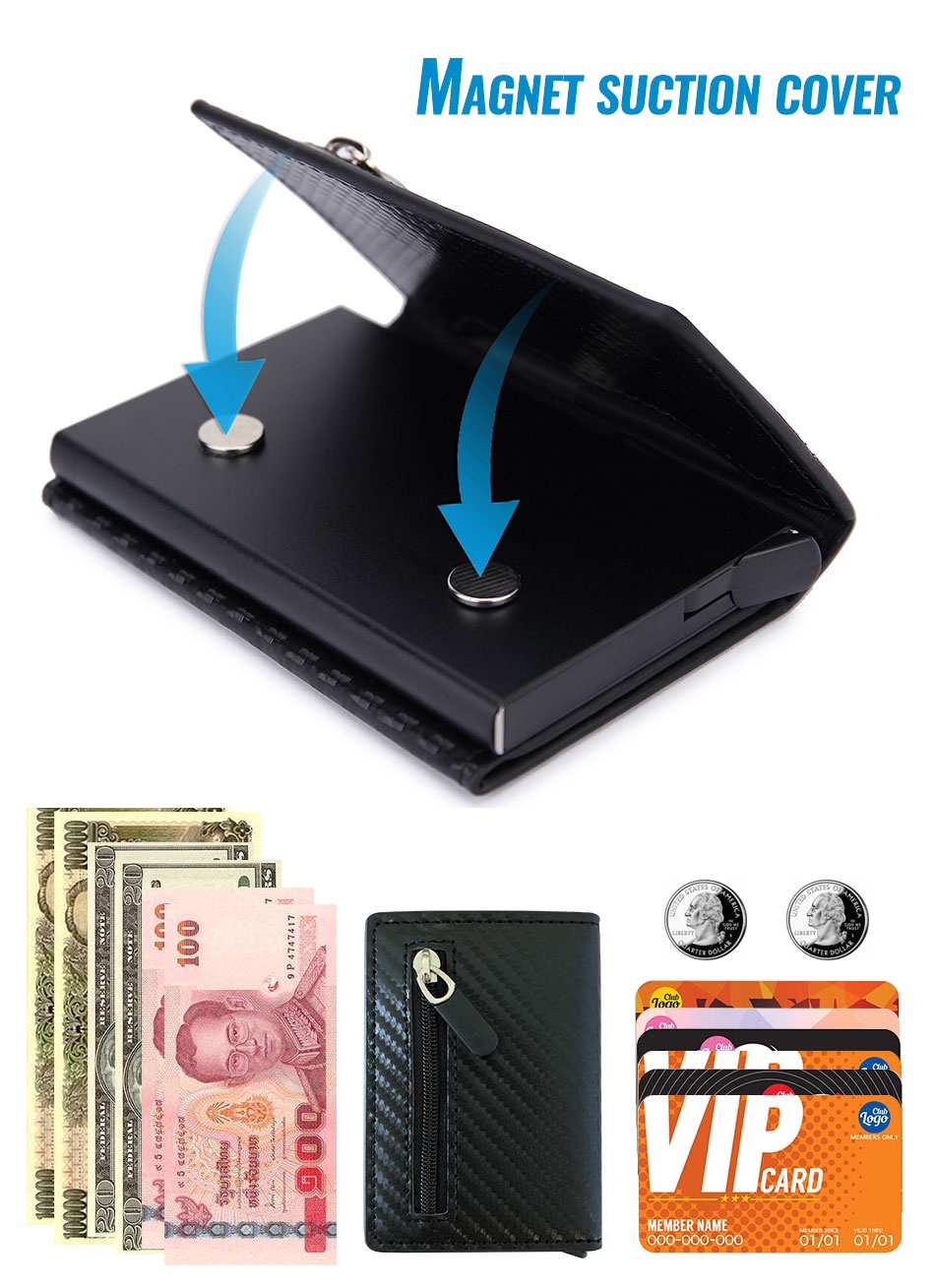 Magnetic Cardwallet Rfid Coin bag Multi-Function Wallet Card Box ...