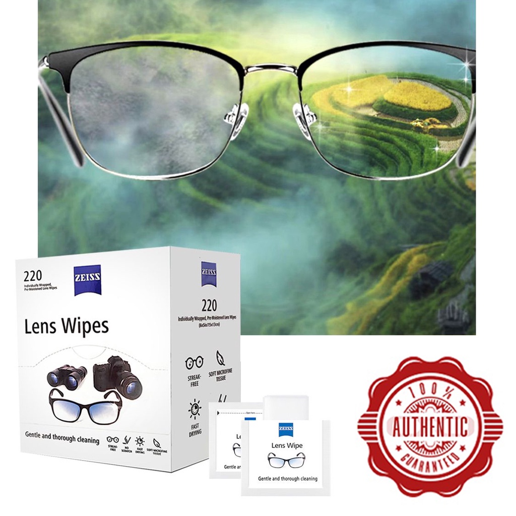 Zeiss 220 pcs Lenses Cleaning Wipes AlcoholFree (Box of 220) Over