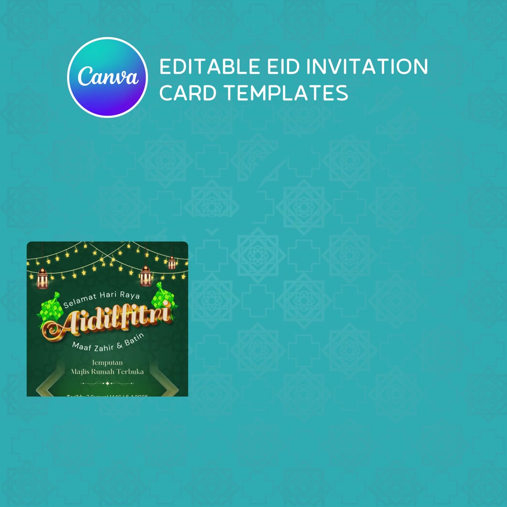 Editable Eid Invitation Card | Template Kad Jemputan | Canva Template ...