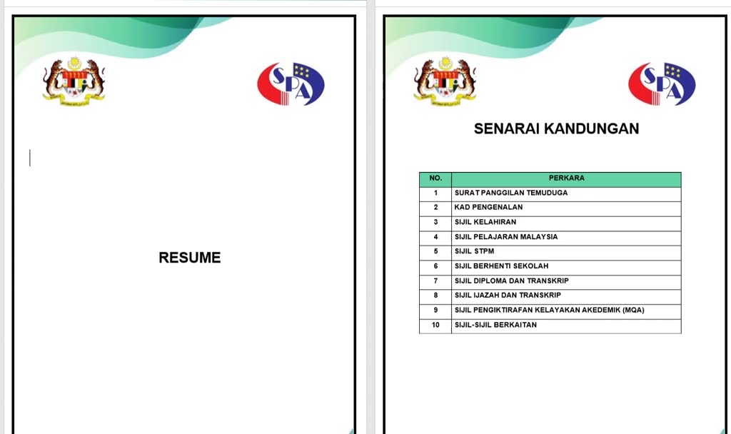 Template Fail Temuduga SPA Kerja Kerajaan (WORD, CANVA ,INDESIGN ...