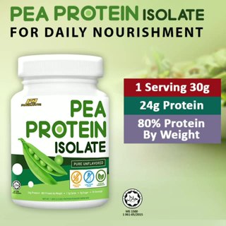 Pea Protein Isolate Halal 1kg, 33 ser(Unflavor) 80% Protein/Ser - Vegan ...