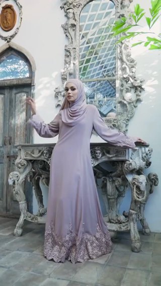 Premium Italian Chiffon Embroidery Abaya Jubah Wanita Muslimah Moden