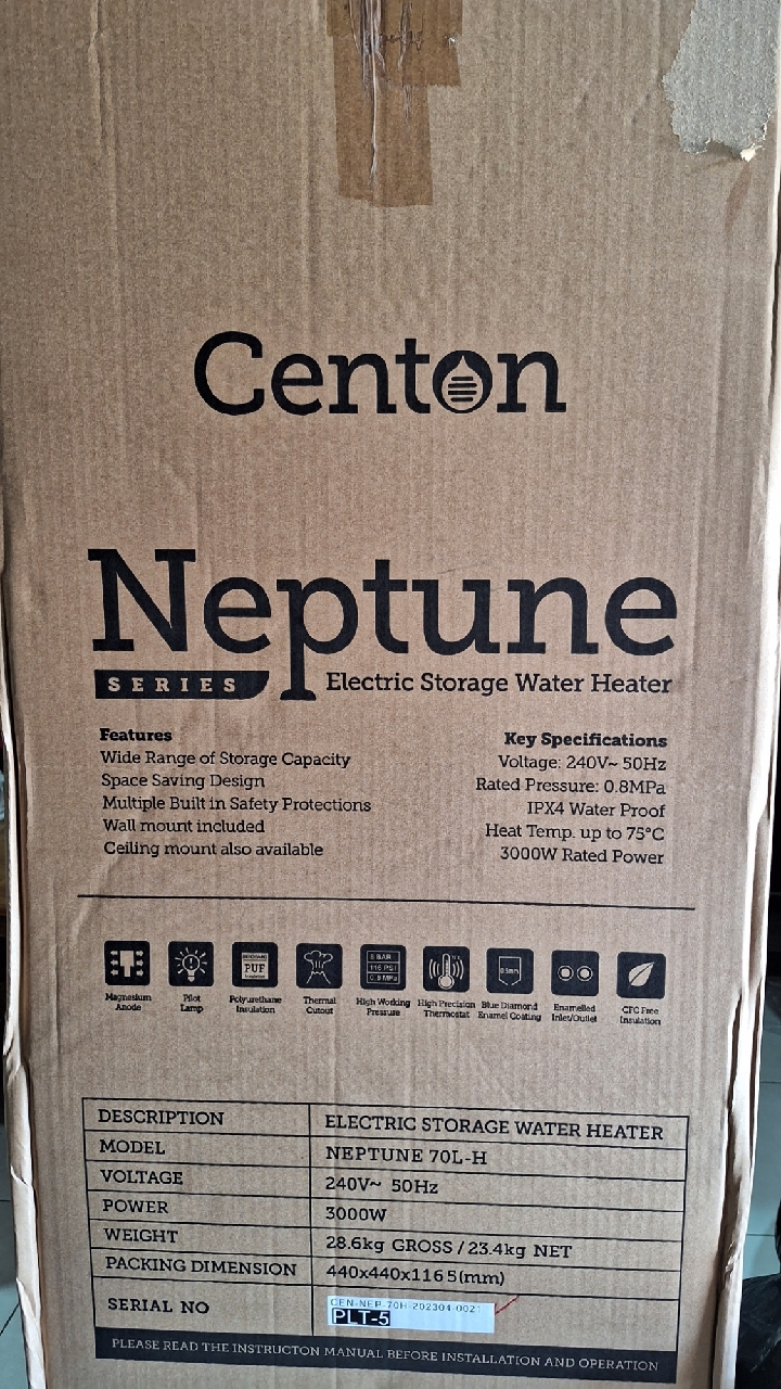 CENTON Multipoint Storage Water Heater - Neptune Series (30 u0026 50 Liters) |  Shopee Malaysia