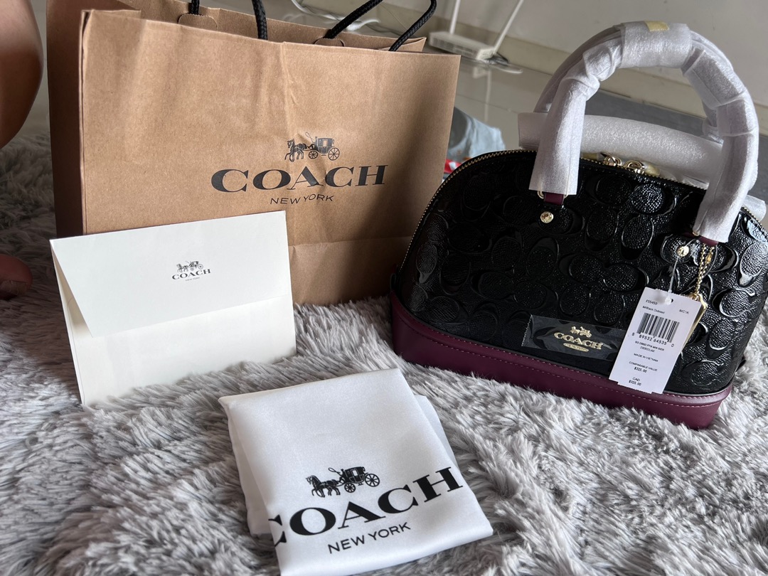 COACH Mini Sierra Satchel in signature debossed patent leather, Luxury,  Bags & Wallets on Carousell