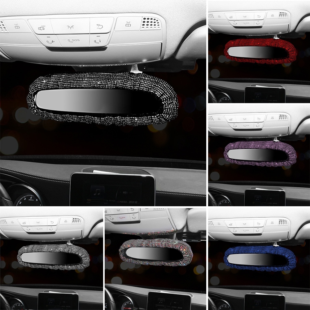 Bling Rhinestone Rear View Mirror Charming Car Rearview Mirror Cover