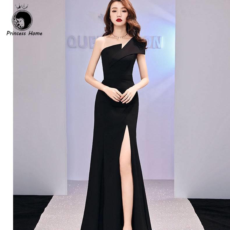 Formal Dress Elegant Long Gown Shein Dress One shoulder Black