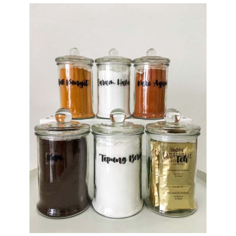 Combo Set 750ml And 375ml Eksklusif Balang Kaca Kedap Udara Airtight Glass Jar Bekas Kuih Raya 6889