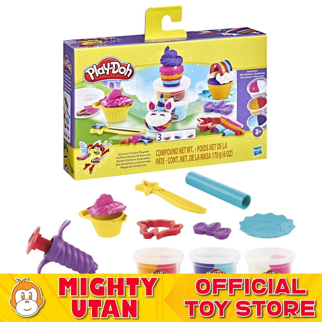 [Original] Play-Doh Unicorn Treats Playset Dual Color Cupcake Tool ...