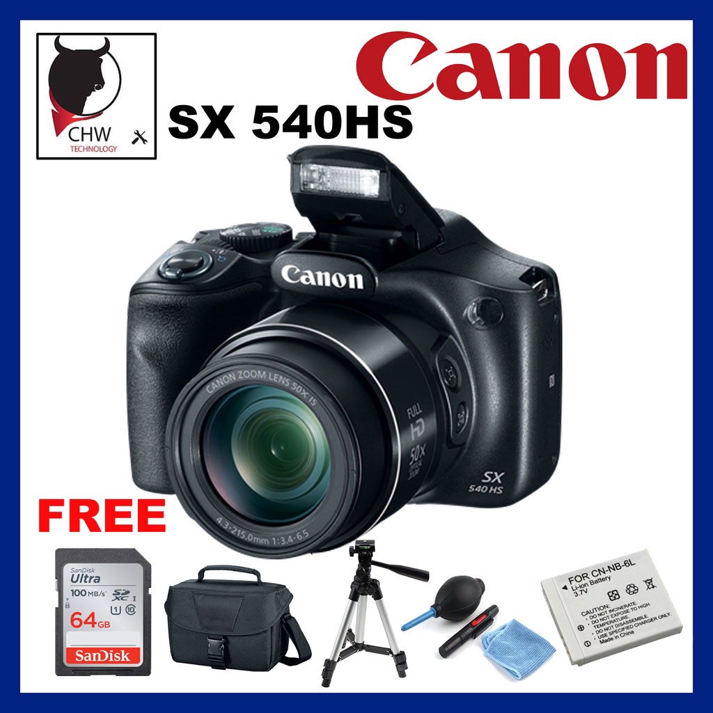 CANON ORIGINAL MALAYSIA POWERSHOT SX540HS (50X ZOOM) FREE 64GB, BAG