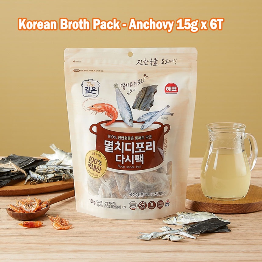 [Haepyo] Korean Broth Pack Anchovy 15g x 6 / kelp & shrimp flavor