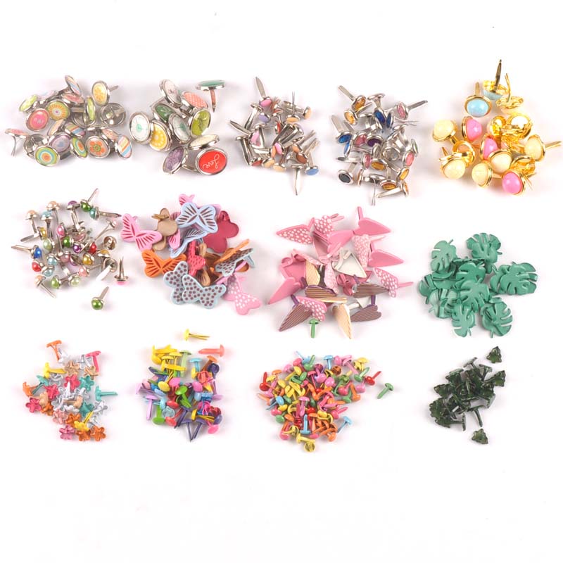 28 Design New Mix Pattern Round Metal Brads DIY Scrapbooking Crafts