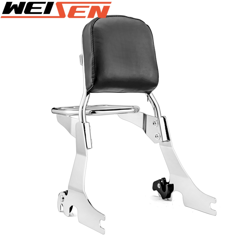 Motorcycle Black Sissy Bar Backrest With Luggage Rack – Fits
