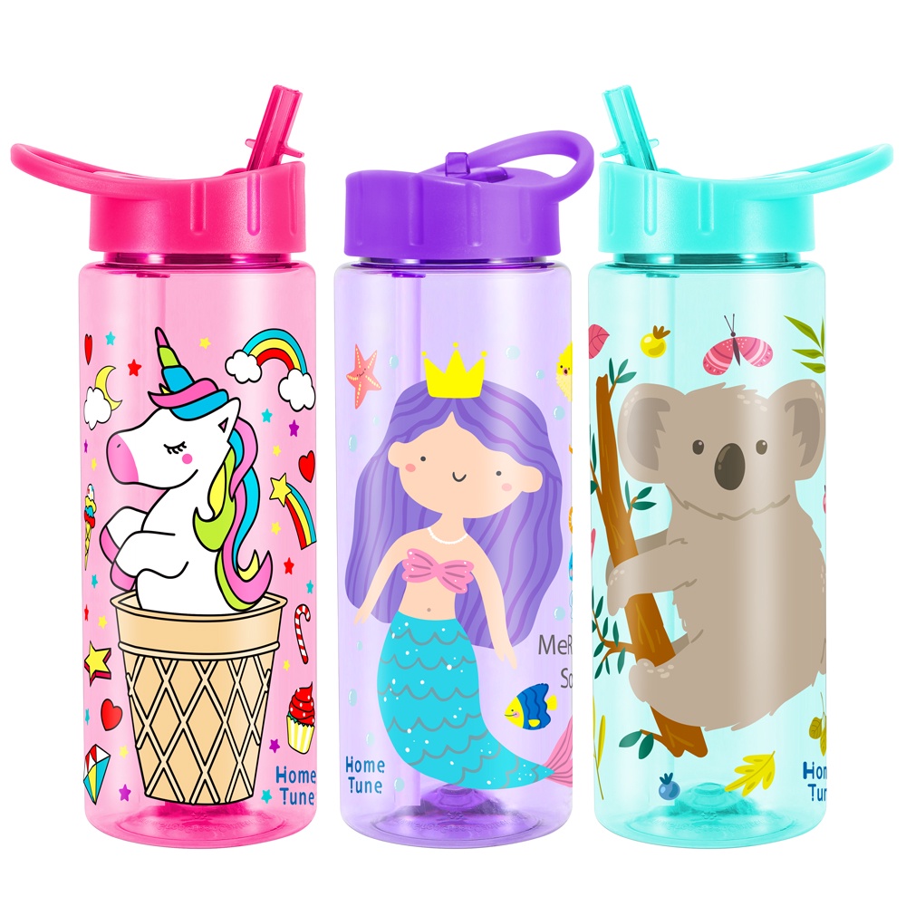 [3Pack] kids bottle with straw water bottle kids bottle bpa free cute water bottle school water