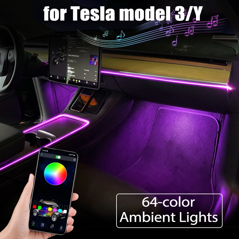 New 2022 2021 Tesla Model 3 Y Ambient Lights Neon Lighting LED Strip ...
