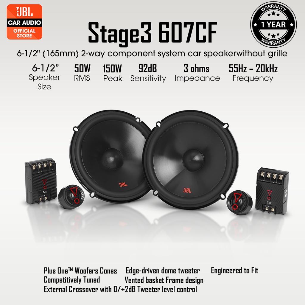 JBL Stage3 607CF - 2 Way Component Speaker Without Grille (6.5 ...