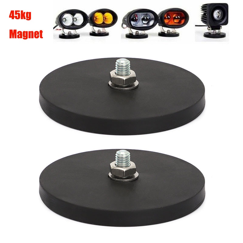 2Pcs 45kg Car Mount Powerful Neodymium Disc Rubber M8